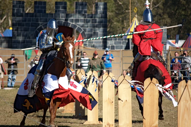 They built a castle wall as the backdrop for the jousting. When a lance shatters in front of stone battlements, you stop thinking about your settings.