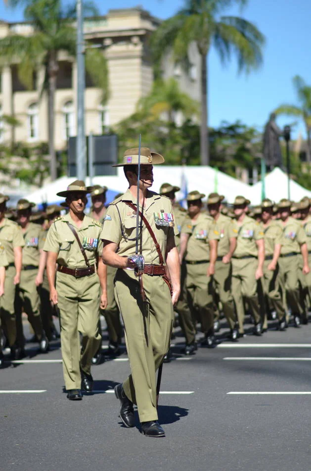 A column of soldiers marching in formation is one of the few subjects where perfect synchrony is the point. You want everyone in step.